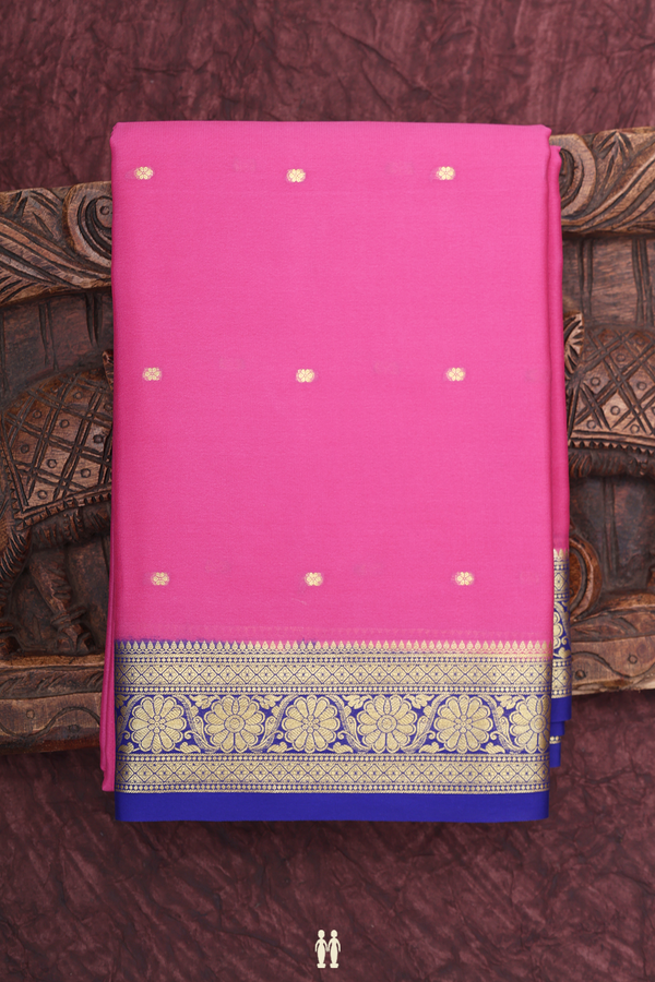 Mysore Silk Saree In Orchid Pink With Floral Buttis