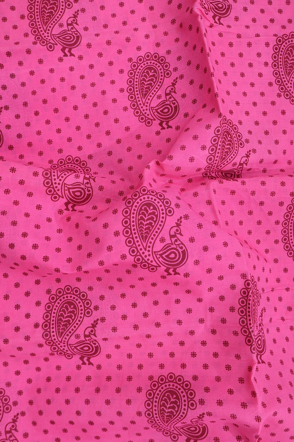 Sungudi Cotton Saree In Pink With Peacock Design