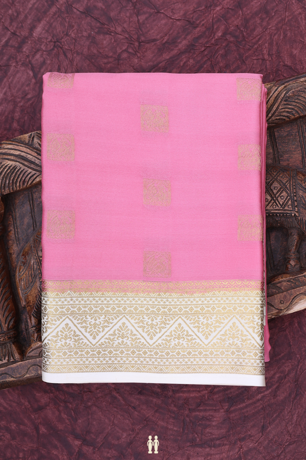 Mysore Silk Saree In Pink With Zari Buttas
