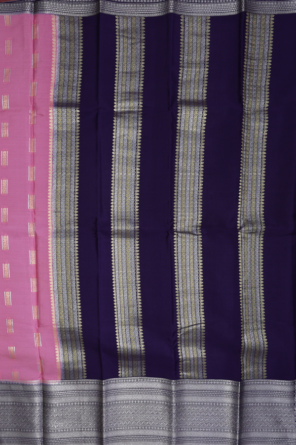 Mysore Silk Saree In Pink With Zari Buttas