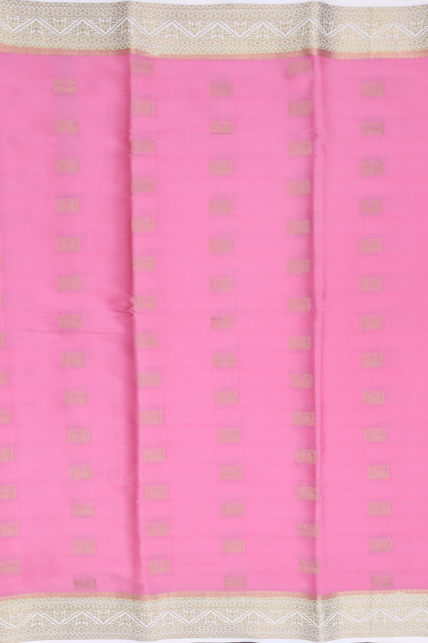 Mysore Silk Saree In Pink With Zari Buttas