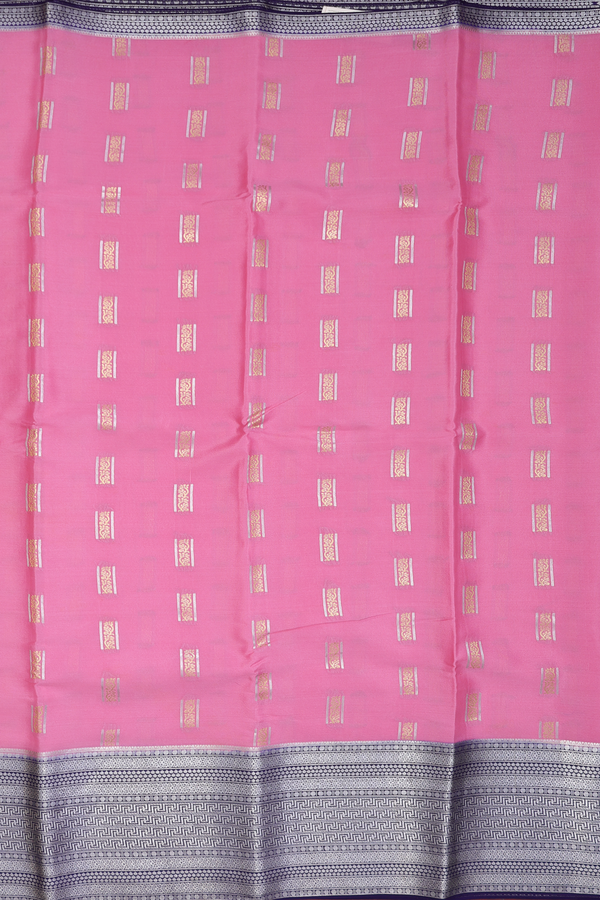 Mysore Silk Saree In Pink With Zari Buttas