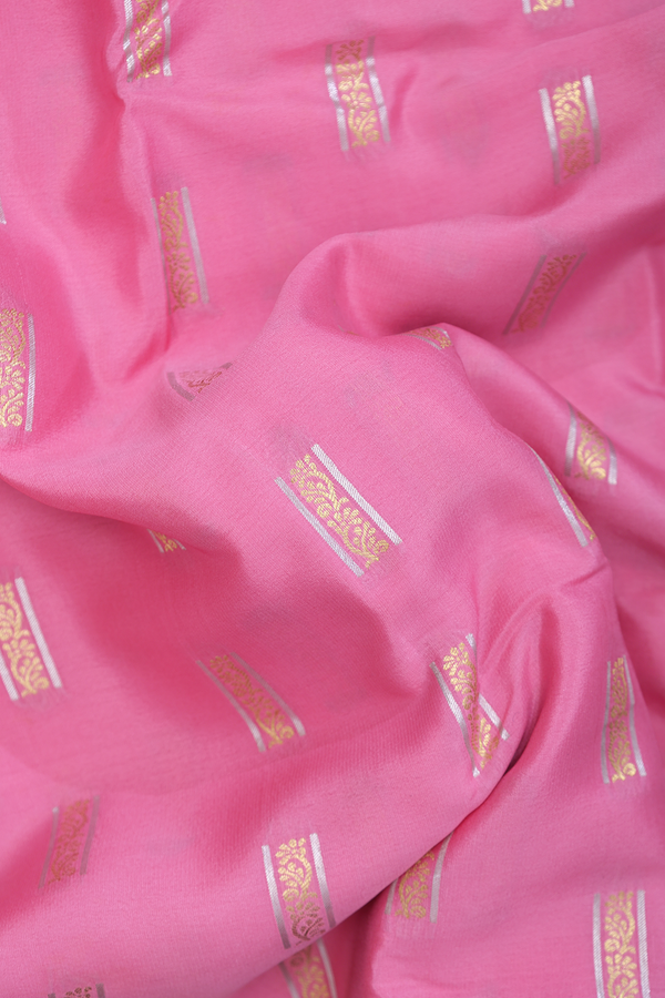 Mysore Silk Saree In Pink With Zari Buttas