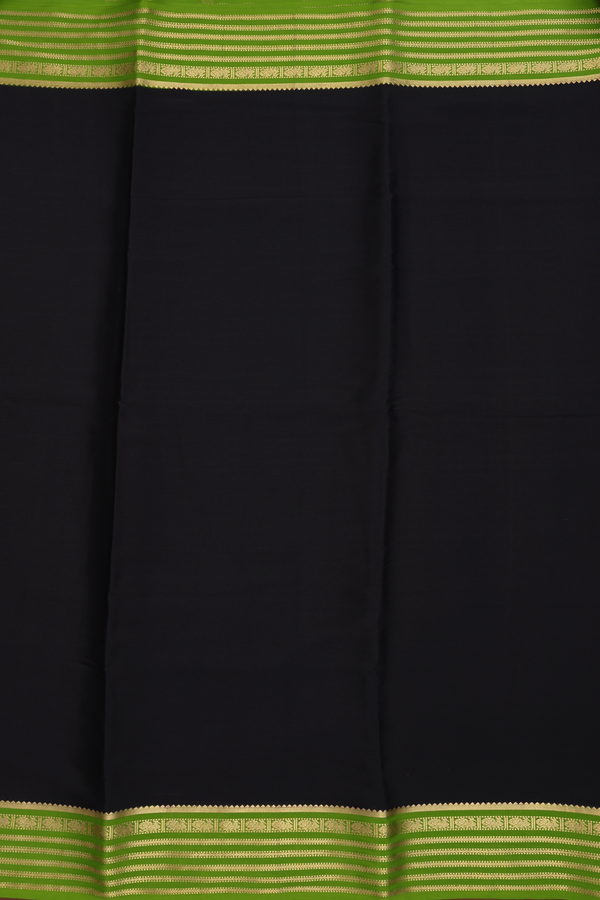 Mysore Silk Saree In Plain Black With Contrast Border