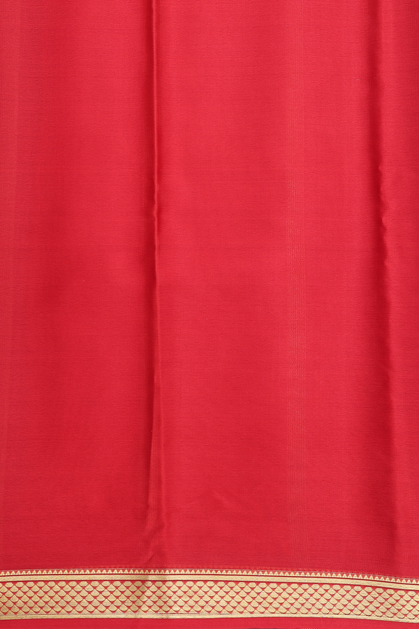 Mysore Silk Saree In Plain Blue With Contrast Border