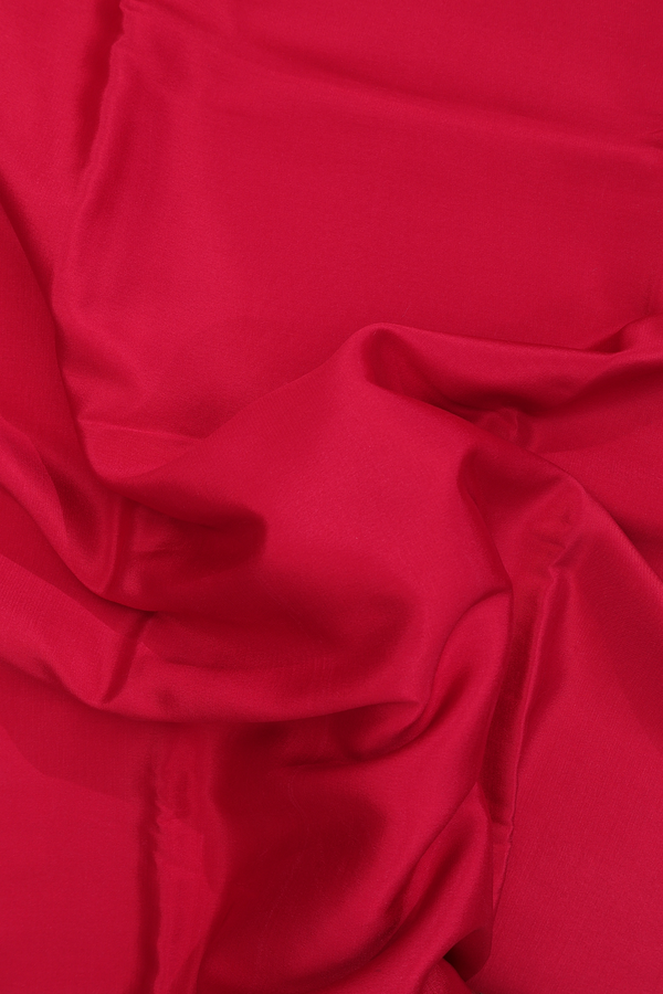 Mysore Silk Saree In Plain Chilli Red With Contrast Border