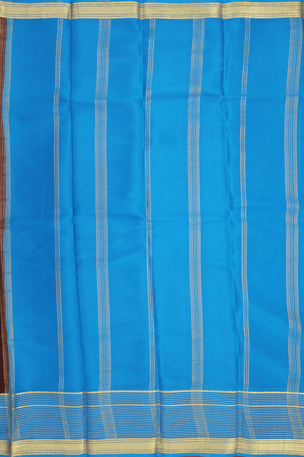 Mysore Silk Saree In Plain Coffee Brown With Contrast Border