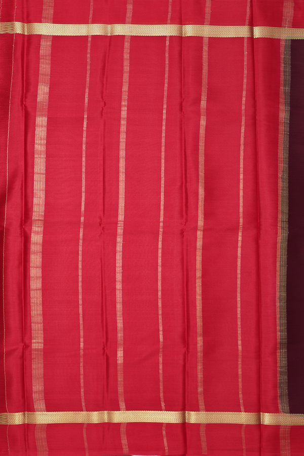 Mysore Silk Saree In Plain Coffee Brown With Contrast Border