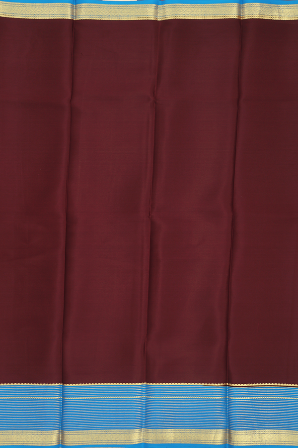 Mysore Silk Saree In Plain Coffee Brown With Contrast Border