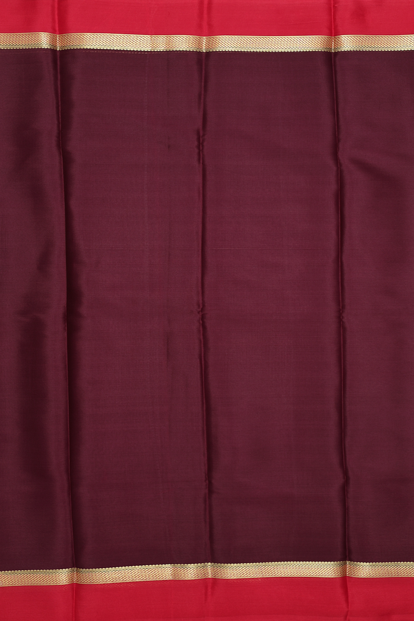 Mysore Silk Saree In Plain Coffee Brown With Contrast Border