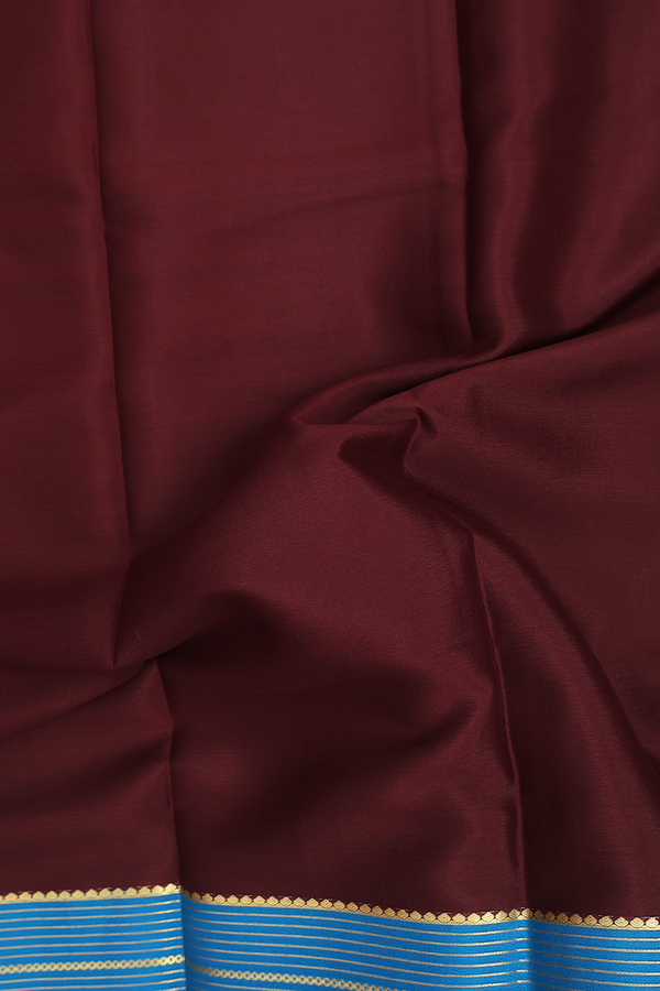 Mysore Silk Saree In Plain Coffee Brown With Contrast Border