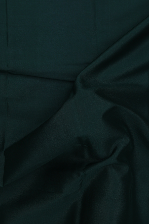 Mysore Silk Saree In Plain Forest Green With Contrast Border