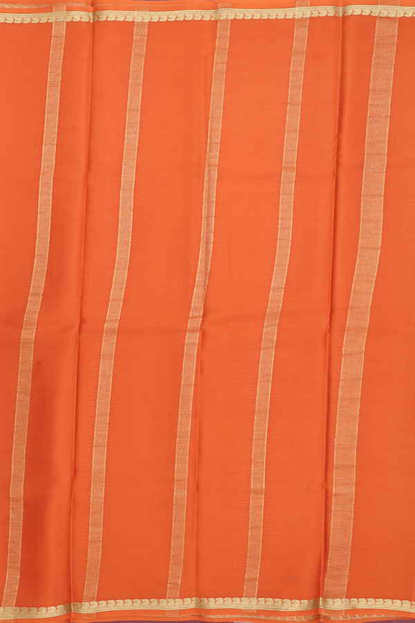 Mysore Silk Saree In Plain Ginger Orange With Paisley Border