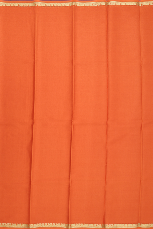 Mysore Silk Saree In Plain Ginger Orange With Paisley Border