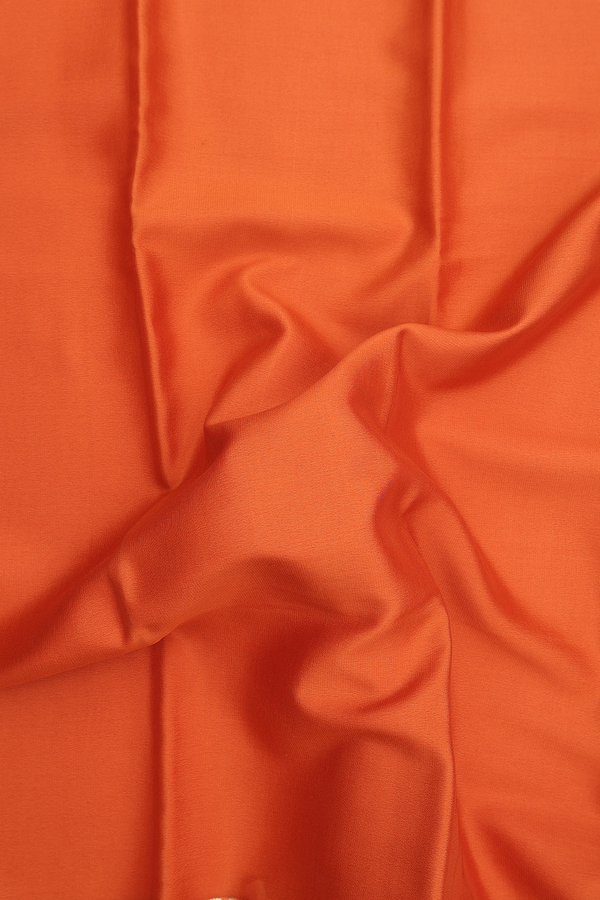 Mysore Silk Saree In Plain Ginger Orange With Paisley Border