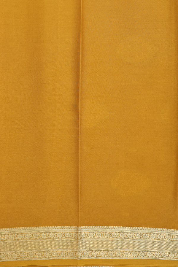 Mysore Silk Saree In Plain Golden Yellow With Zari Border