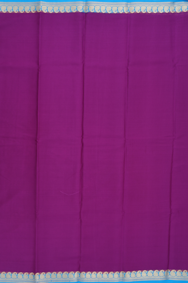 Mysore Silk Saree In Plain Grape Purple With Paisley Border