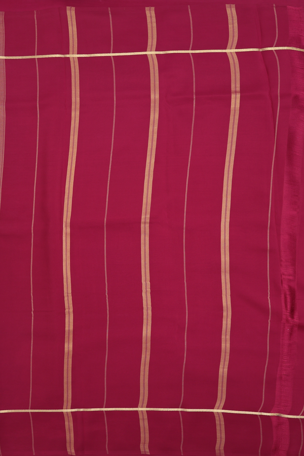 Mysore Silk Saree In Plain Green With Contrast Border