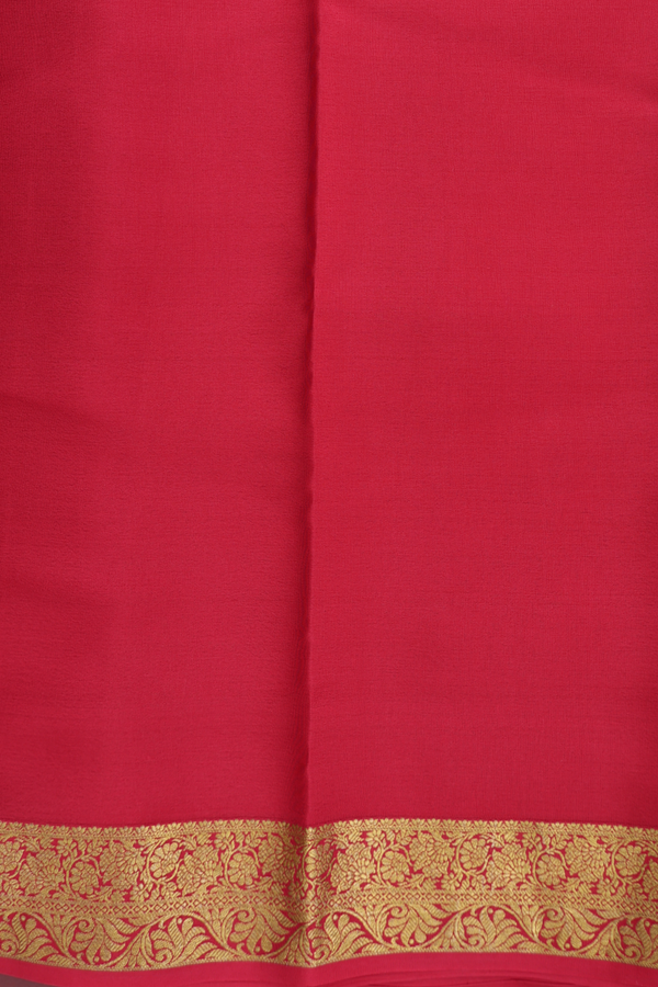 Mysore Silk Saree In Plain Green With Contrast Border