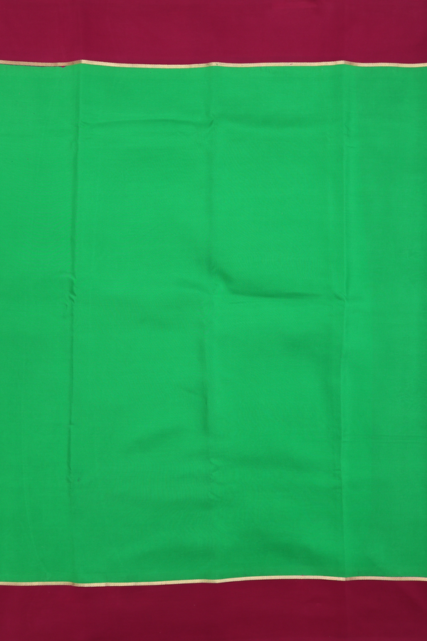 Mysore Silk Saree In Plain Green With Contrast Border