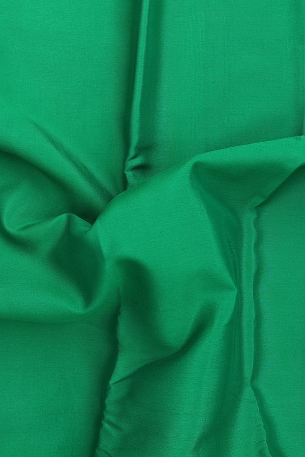 Mysore Silk Saree In Plain Green With Contrast Border