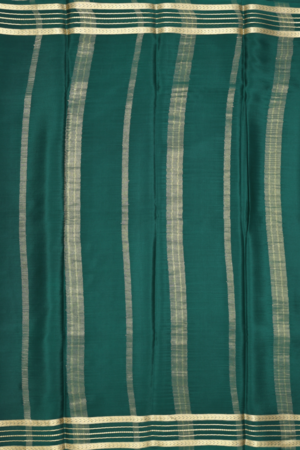 Mysore Silk Saree In Plain Green With Contrast Border