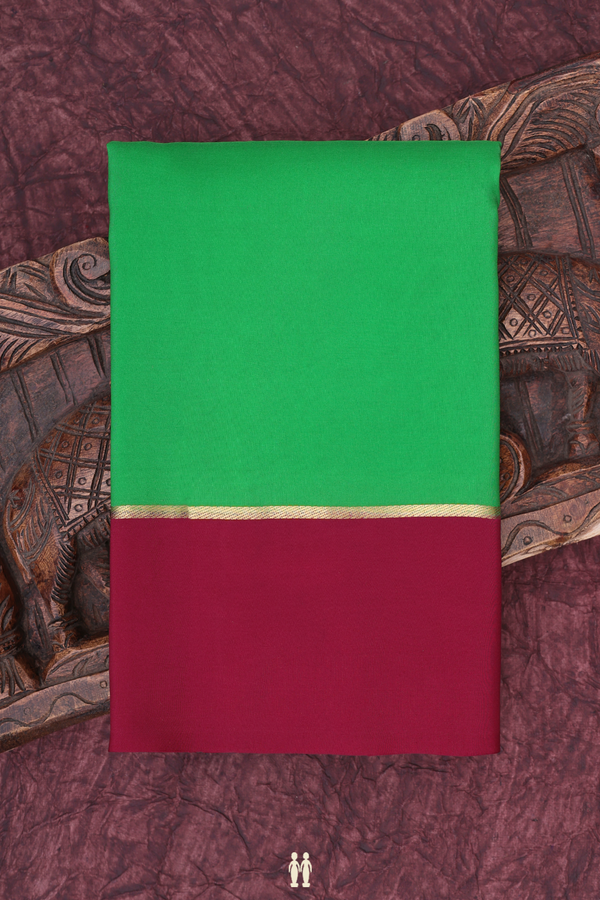 Mysore Silk Saree In Plain Green With Contrast Border
