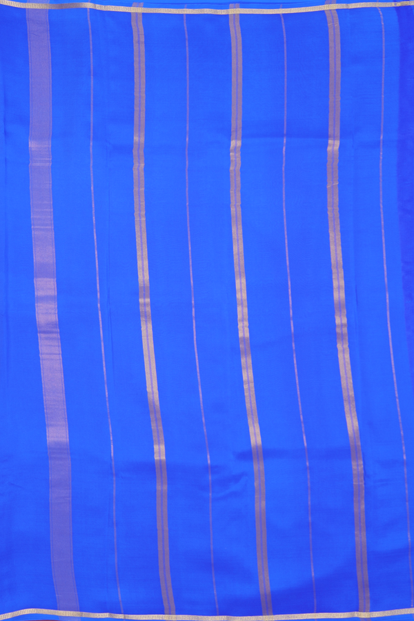 Mysore Silk Saree In Plain Indigo Blue With Zari Border