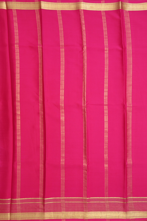 Mysore Silk Saree In Plain Ivory With Contrast Border