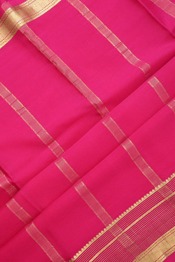 Mysore Silk Saree In Plain Ivory With Contrast Border