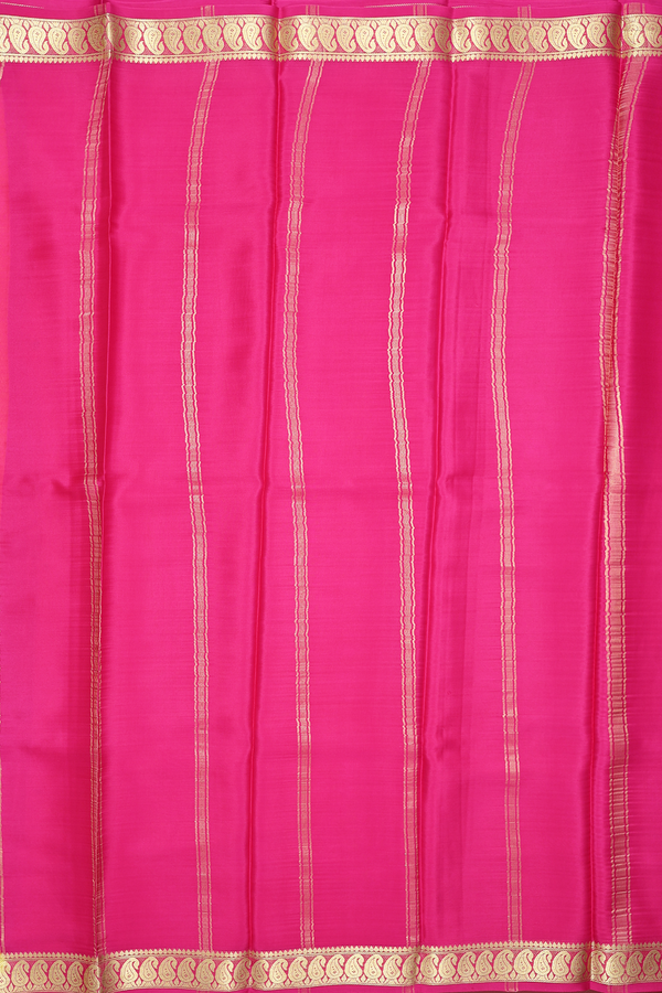 Mysore Silk Saree In Plain Lemon Yellow With Paisley Border