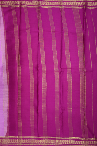 Mysore Silk Saree In Plain Light Purple With Contrast Border
