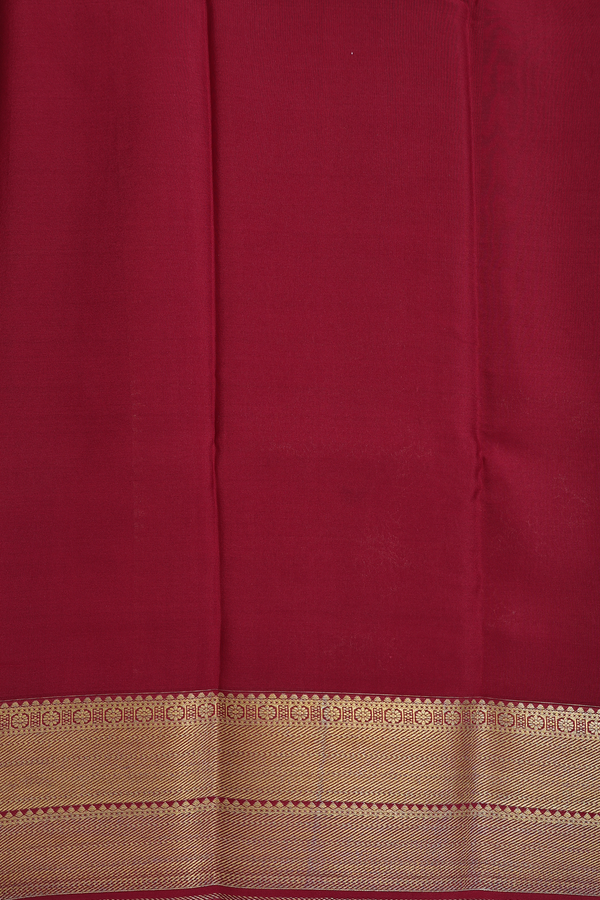 Mysore Silk Saree In Plain Mustard Yellow With Zari Border