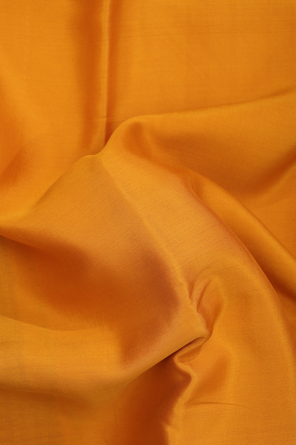 Mysore Silk Saree In Plain Mustard Yellow With Zari Border