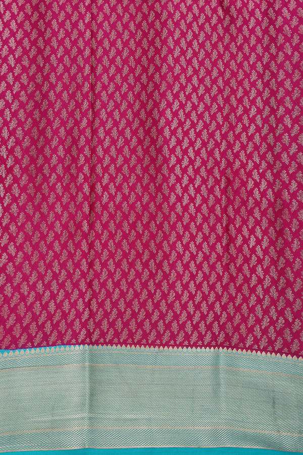 Mysore Silk Saree In Plain Navy Blue With Ganga Jamuna Border