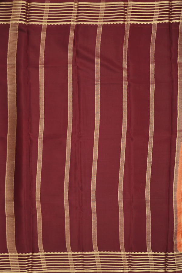 Mysore Silk Saree In Plain Orange With Contrast Border