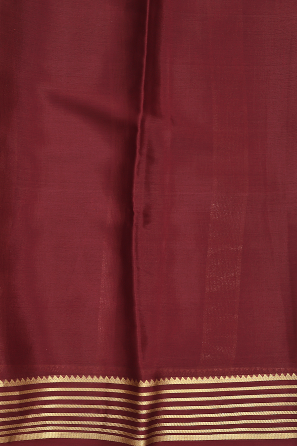 Mysore Silk Saree In Plain Orange With Contrast Border