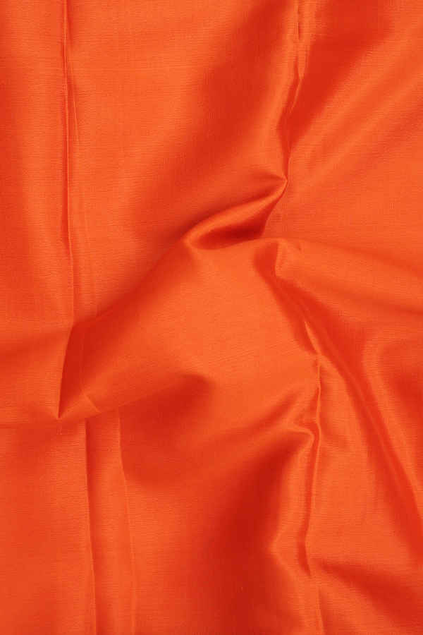 Mysore Silk Saree In Plain Orange With Contrast Border