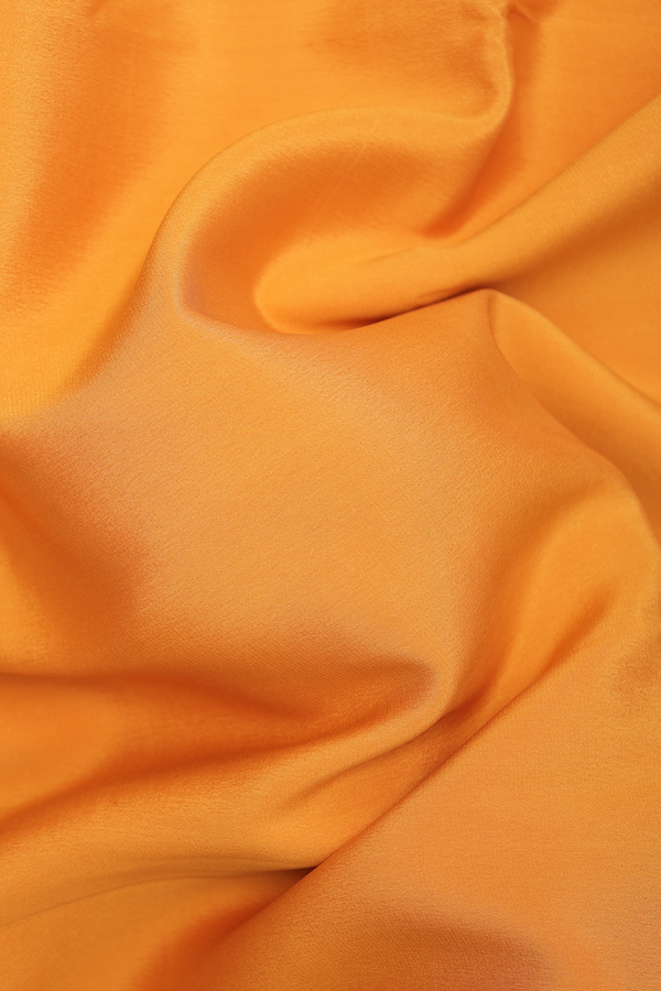 Mysore Silk Saree In Plain Orange With Peacock Border