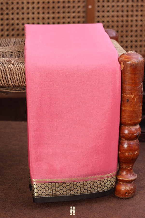 Mysore Silk Saree In Plain Orchid Pink With Contrast Border