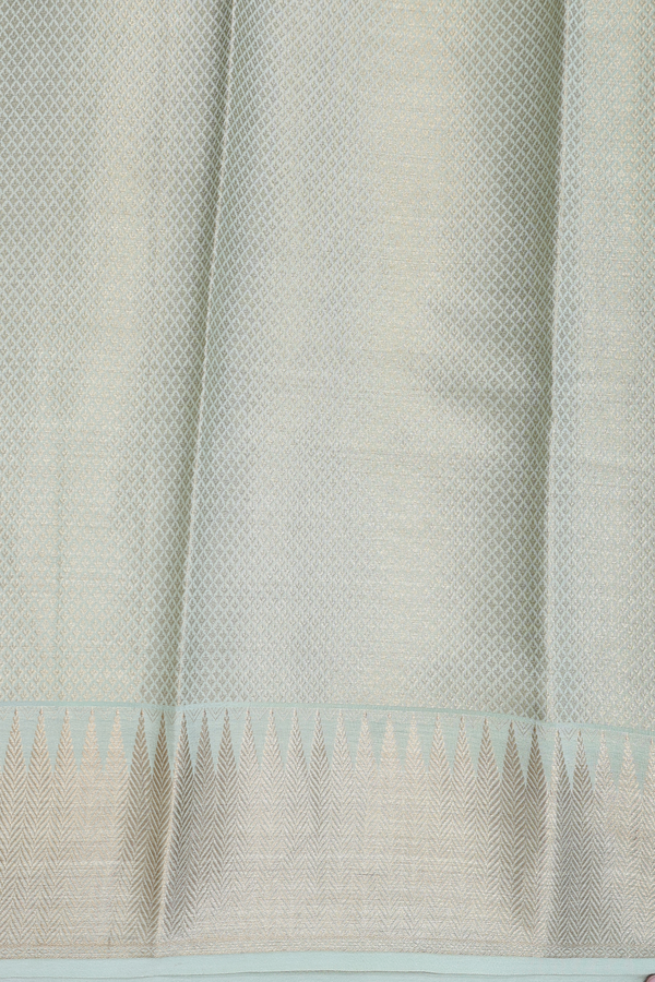 Mysore Silk Saree In Plain Pastel Green With Chevron Border
