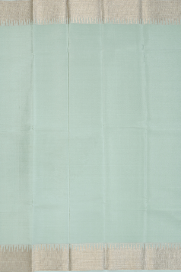 Mysore Silk Saree In Plain Pastel Green With Chevron Border