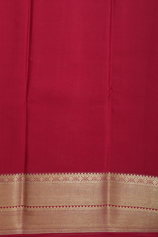 Mysore Silk Saree In Plain Peach With Zari Border