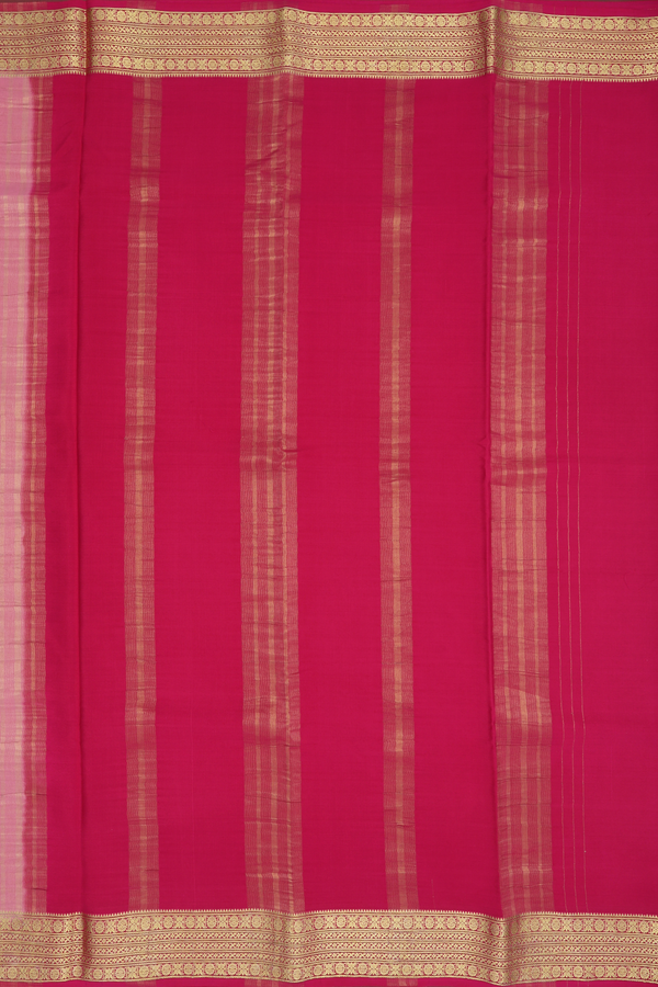 Mysore Silk Saree In Plain Pink With Zari Border