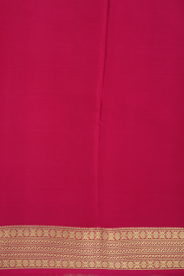 Mysore Silk Saree In Plain Pink With Zari Border