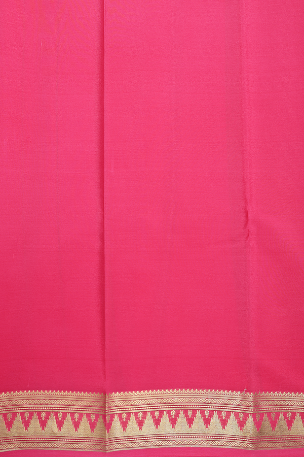 Mysore Silk Saree In Plain Pink With Zari Border