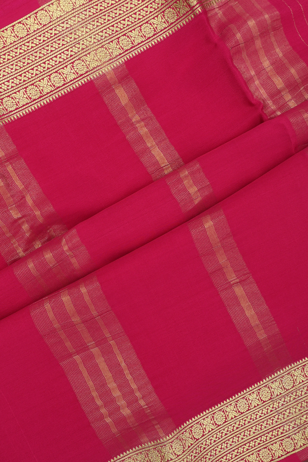 Mysore Silk Saree In Plain Pink With Zari Border