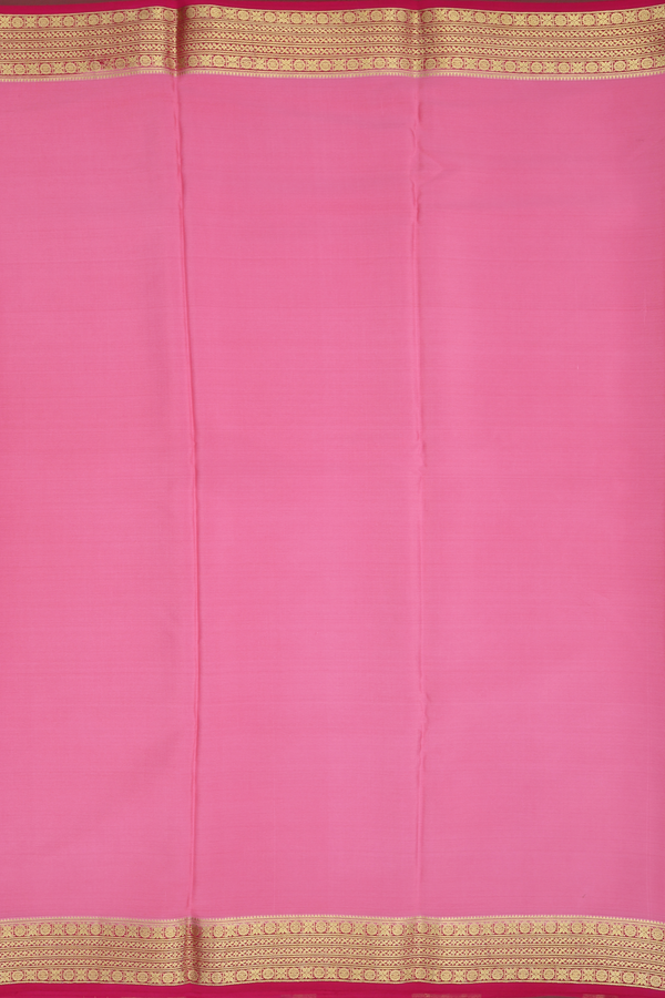 Mysore Silk Saree In Plain Pink With Zari Border