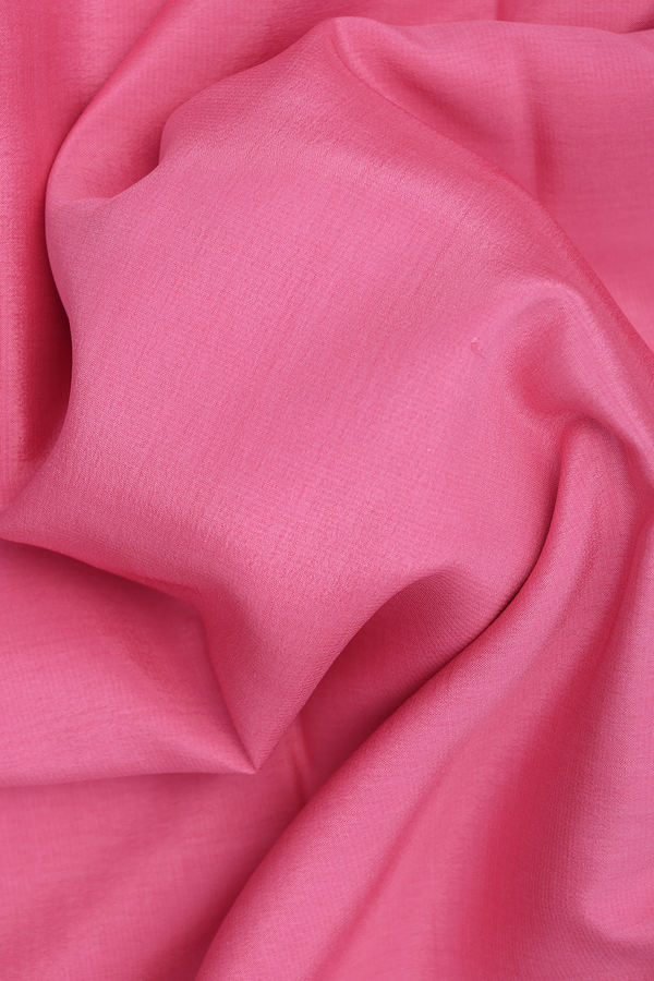 Mysore Silk Saree In Plain Pink With Zari Border