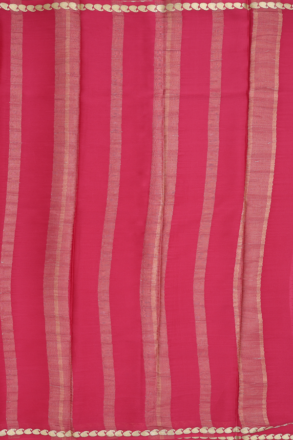 Mysore Silk Saree In Plain Punch Pink With Paisley Border